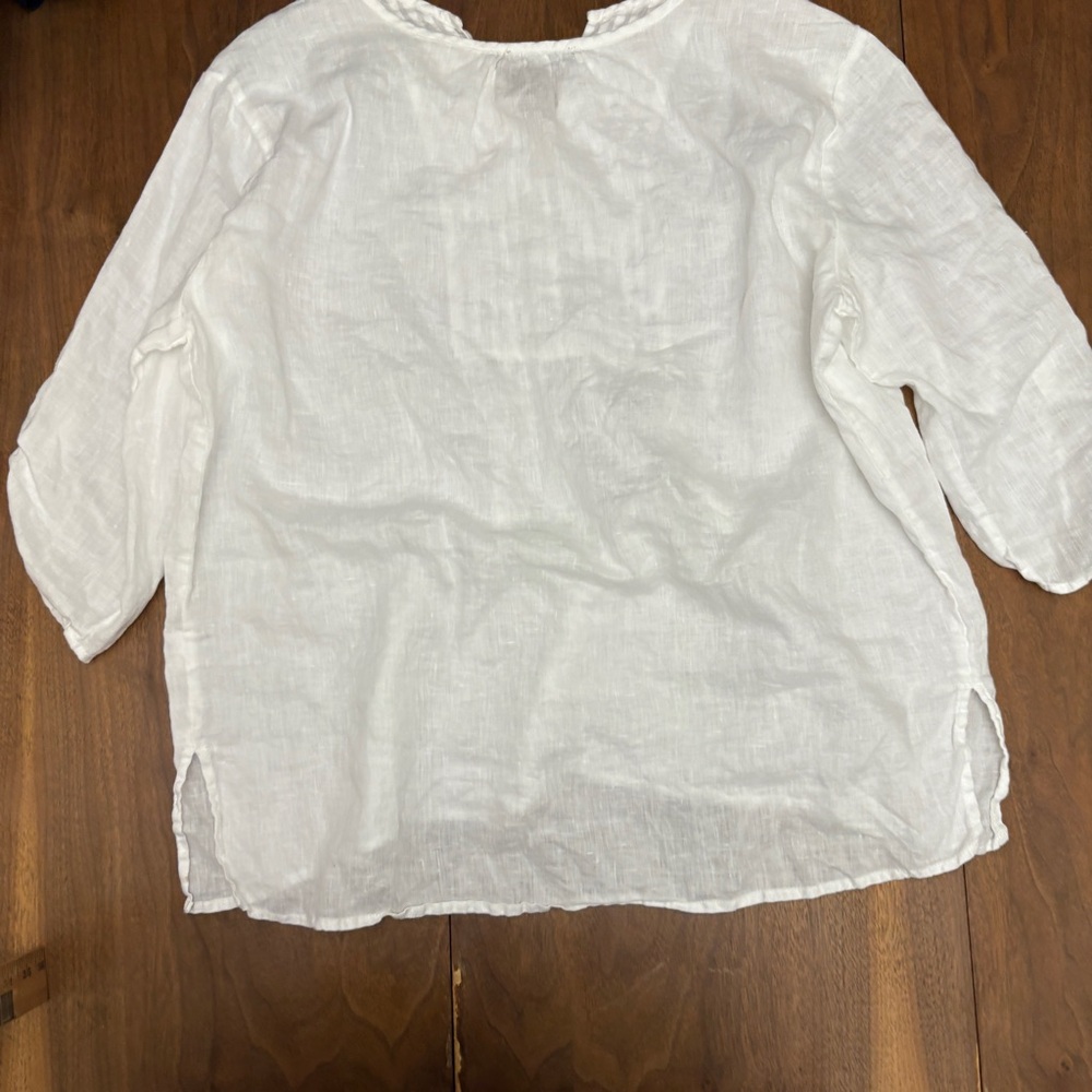 100% Linen White Blouse - Picture 4 of 7